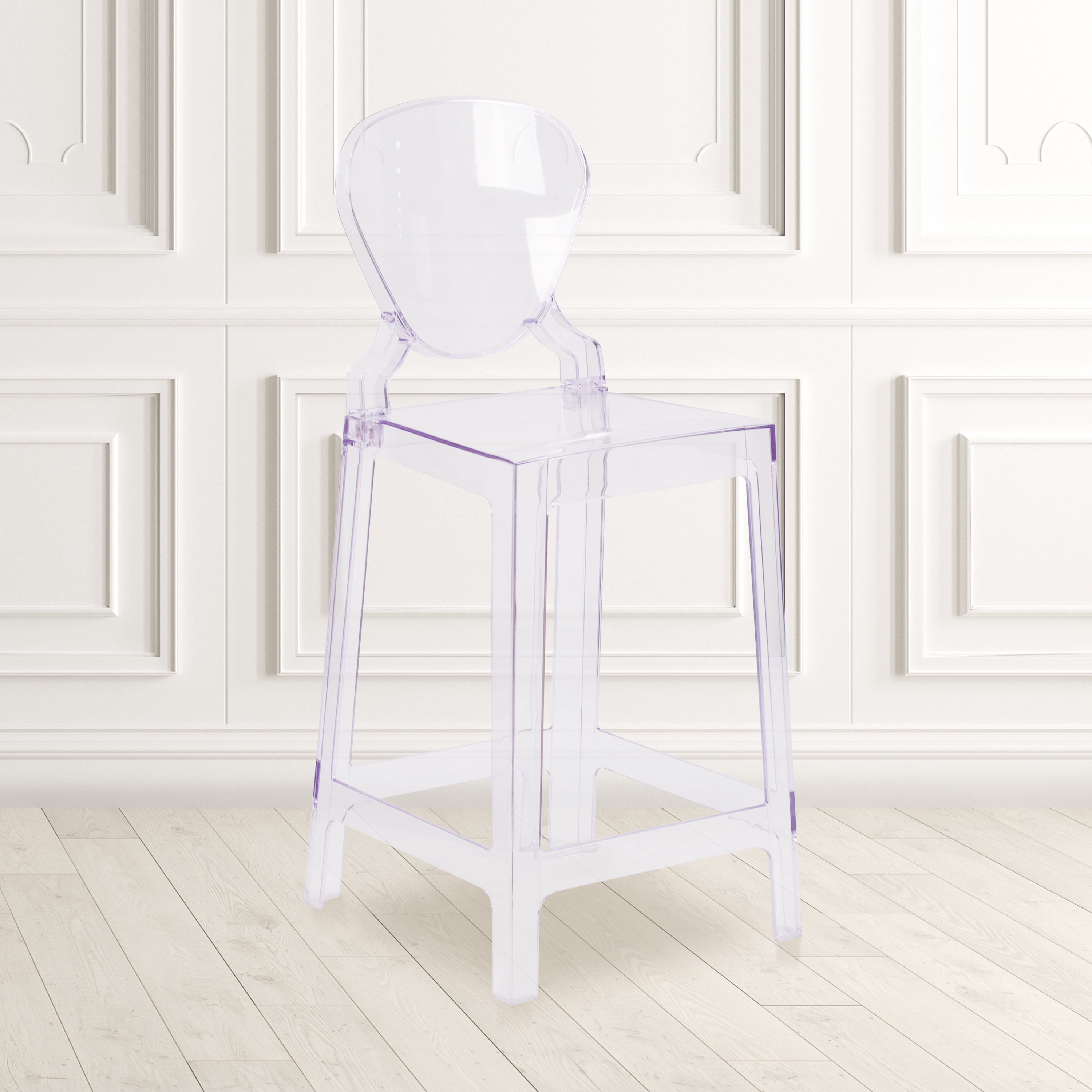 Crystal Clear Polycarbonate Modern Ghost Counter Stool