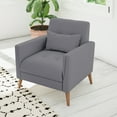 thumbnail image 1 of Emma + Oliver Gray Fabric Upholstered Mid-Century Modern Arm Chair with Tufted Seat and Back, Pocket Spring Support and Wooden Legs, 1 of 11
