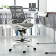 thumbnail image 1 of Emma + Oliver Gray Mid-Back Mesh Drafting Chair with White Frame and Flip-Up Arms, Gray Mesh, 1 of 15
