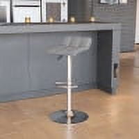 Emma + Oliver Gray Vinyl Adjustable Height Barstool with Quilted Wave Seat