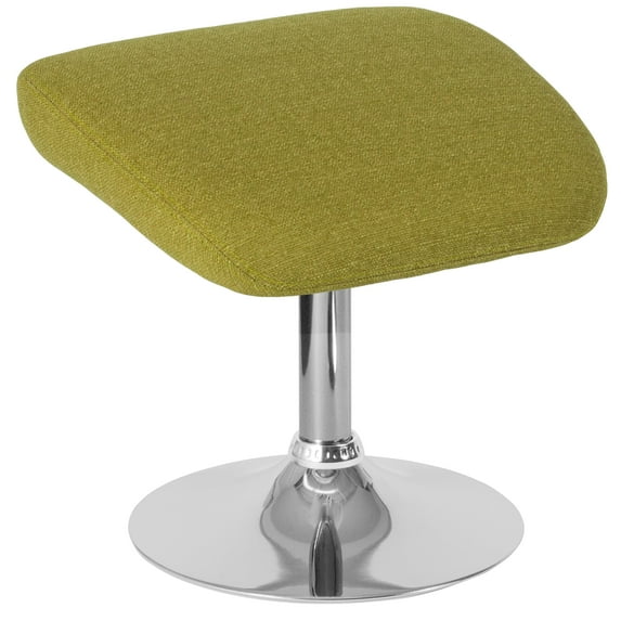 Emma + Oliver Green Fabric Ottoman Footrest with Chrome Base
