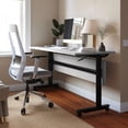 thumbnail image 1 of Emma + Oliver Heavy-Duty Flip Top Training Table with Nesting Design, Privacy Panel, T-Legs, 1" Gray Tabletop, Black Metal Frame - 60" x 24", 1 of 15