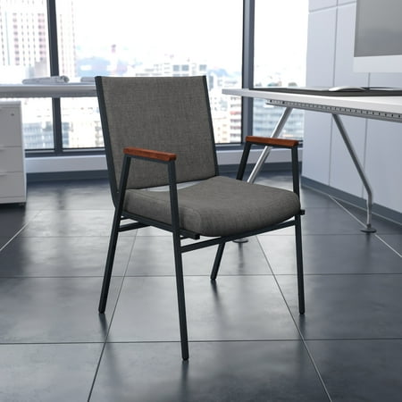 Emma + Oliver Heavy Duty Gray Fabric Stack Chair with Arms