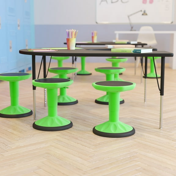 Emma + Oliver Height Adjustable Active Motion Stool for Kids with Weighted Rubber Non-Slip Bottom in Green