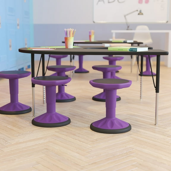 Emma + Oliver Height Adjustable Active Motion Stool for Kids with Weighted Rubber Non-Slip Bottom in Purple