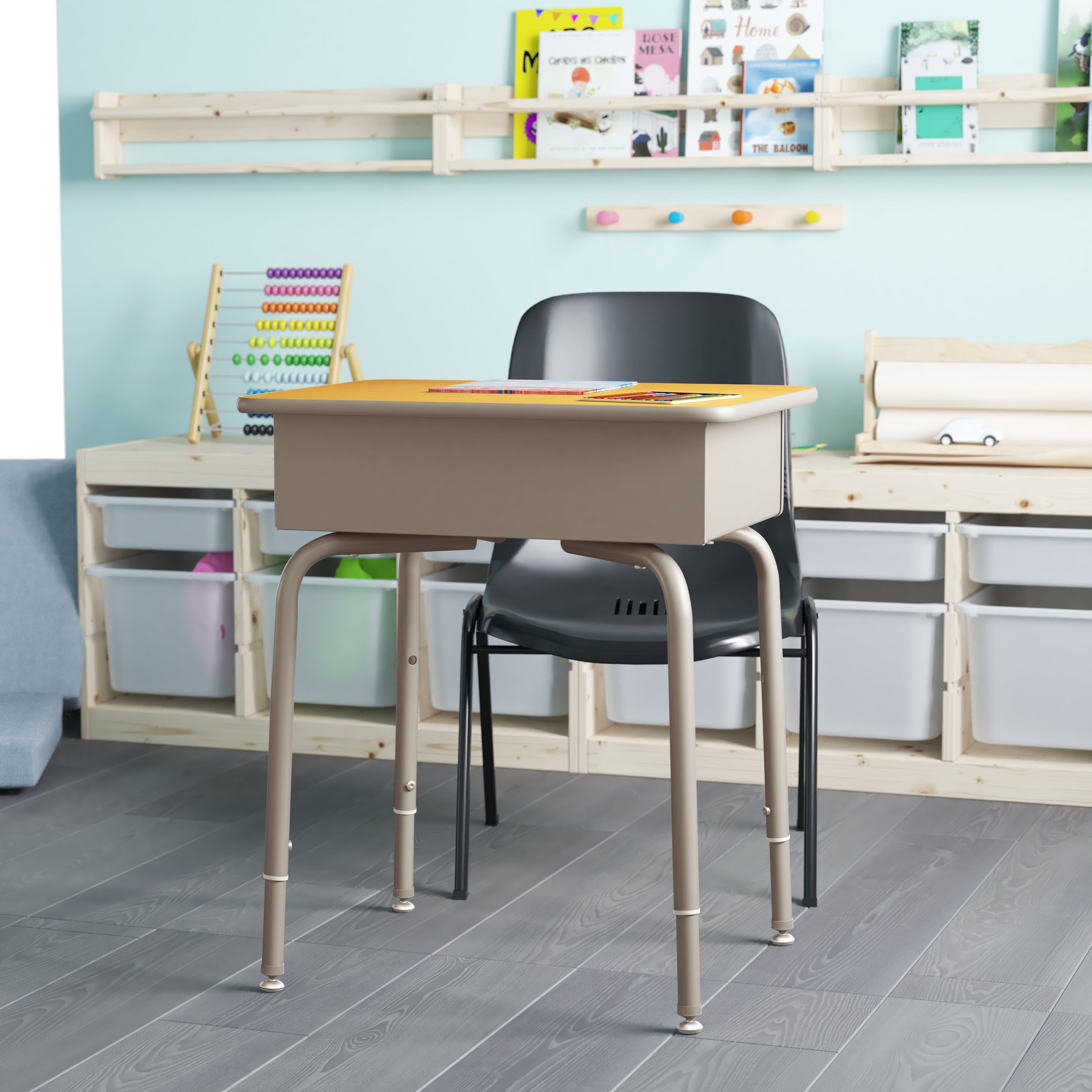 Emma + Oliver Adjustable Bedroom Study Desk - Silver Frame