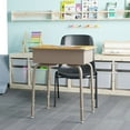 thumbnail image 1 of Emma + Oliver Height Adjustable Student Desk with Open Front Metal Book Box, Silver Metal Frame and Maple Finished Desktop, 1 of 11