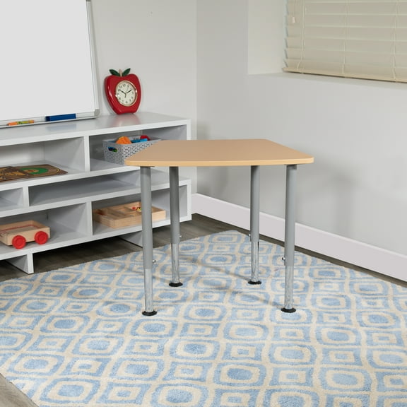 Emma + Oliver Hex Natural Collaborative Adjustable Student Desk - Home and Classroom