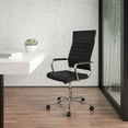 thumbnail image 1 of Emma + Oliver High Back Black LeatherSoft Ribbed Executive Swivel Office Chair - Desk Chair, 1 of 13