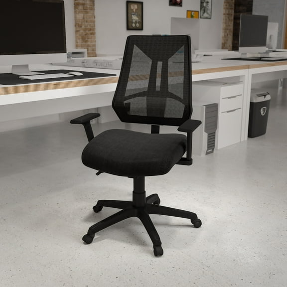 Emma + Oliver High Back Black Mesh Multifunction Ergonomic Task Office Chair with Arms