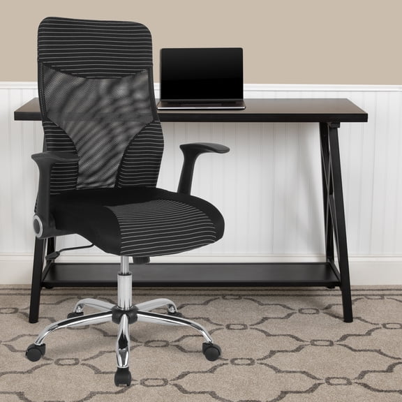 Emma + Oliver High Back Black/White Ergonomic Office Chair with Contemporary Mesh Design