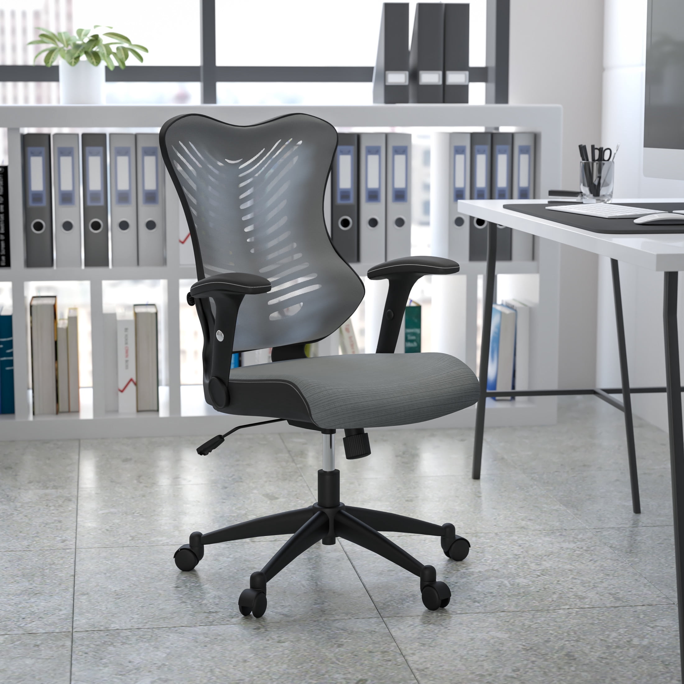 Emma + Oliver High Back Designer Gray Mesh Executive Ergonomic Office Chair with Arms