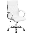 thumbnail image 1 of Emma + Oliver High Back Quilted White LeatherSoft Swivel Office Chair with Arms, 1 of 4
