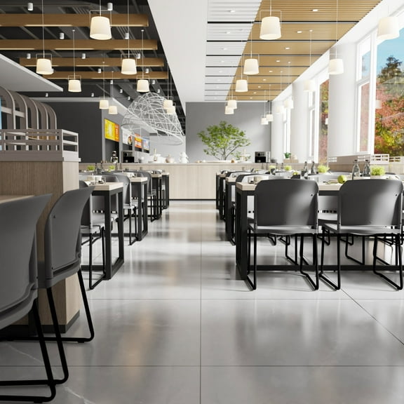 Emma + Oliver Home and Office Guest Chair Gray Full Back Contoured Sled Base Stack Chair