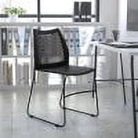 Emma + Oliver Home and Office Navy Sled Base Stack Chair with Air-Vent Back - Guest Chair