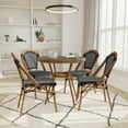 thumbnail image 1 of Emma + Oliver Indoor/Outdoor Bistro Style 31.5 in. Table with Black & White PE Rattan, Glass Top, and Four Chairs - Natural Frame, 1 of 10