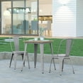 thumbnail image 1 of Emma + Oliver Indoor/Outdoor Dining Table, 23.75" Square All Weather Brown Poly Resin Top with Silver Steel Base, 1 of 10
