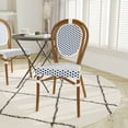 thumbnail image 1 of Emma + Oliver Indoor/Outdoor Stacking Thonet Bistro Style Chair with White & Navy PE Rattan Seat and Natural Bamboo Finished Metal Frame, 1 of 14