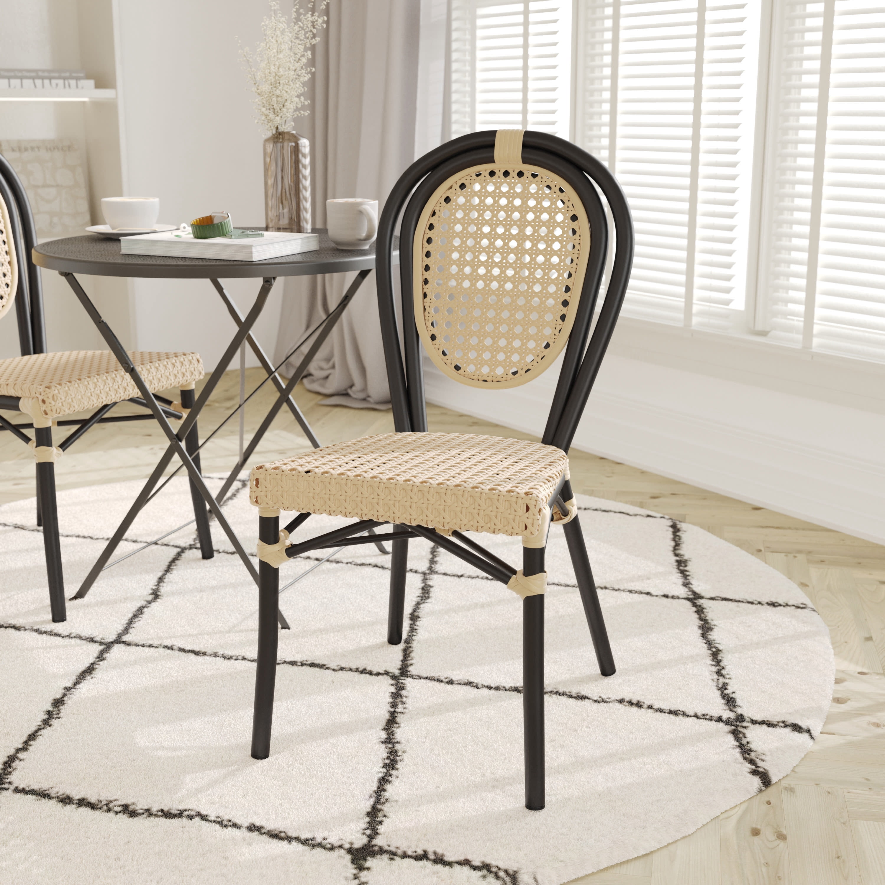 Emma + Oliver Indoor/Outdoor Stacking Thonet Bistro Style Chair with ...