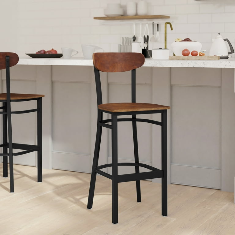 Emma Oliver Industrial Barstool with Black Rolled Steel Frame