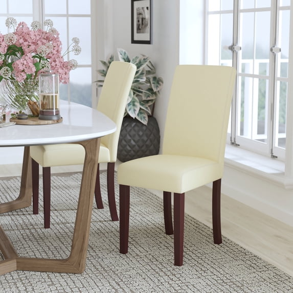 Emma + Oliver Ivory LeatherSoft Panel Back Parsons Chair