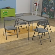 Emma + Oliver Kids Gray 5 Piece Folding Activity Table and Chair Set for Home & Daycare