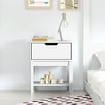thumbnail image 1 of Emma + Oliver Kids Single-Drawer Night Stand with White Solid Wood Frame, Side Table for Kids Bedroom with Open Shelf, 1 of 10