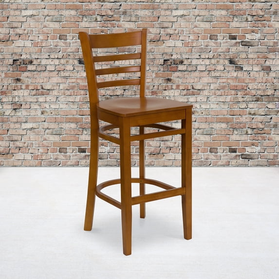Emma + Oliver Ladder Back Cherry Wood Barstool