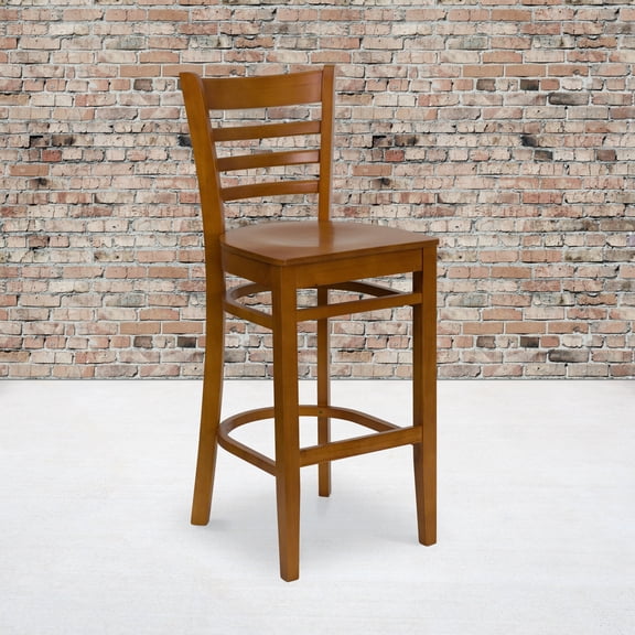 Emma + Oliver Ladder Back Cherry Wood Barstool