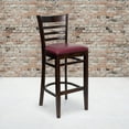thumbnail image 1 of Emma + Oliver Ladder Back Walnut Wood Barstool, Burgundy Vinyl Seat, 1 of 6