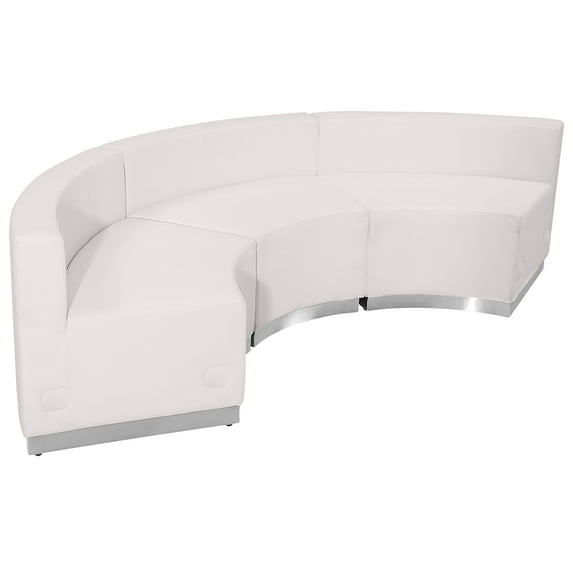 Emma + Oliver Leather Indoor Reception Seating, White (Set of 3)