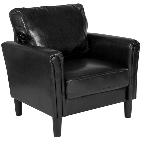 Emma + Oliver Living Room Tailored Arm Chair Single Seat Couch Black LeatherSoft