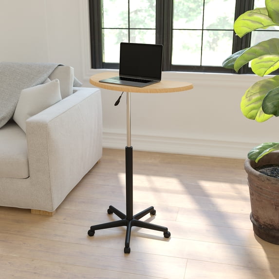 Emma + Oliver Maple Sit to Stand Mobile Laptop Computer Desk - Portable Rolling Standing Desk