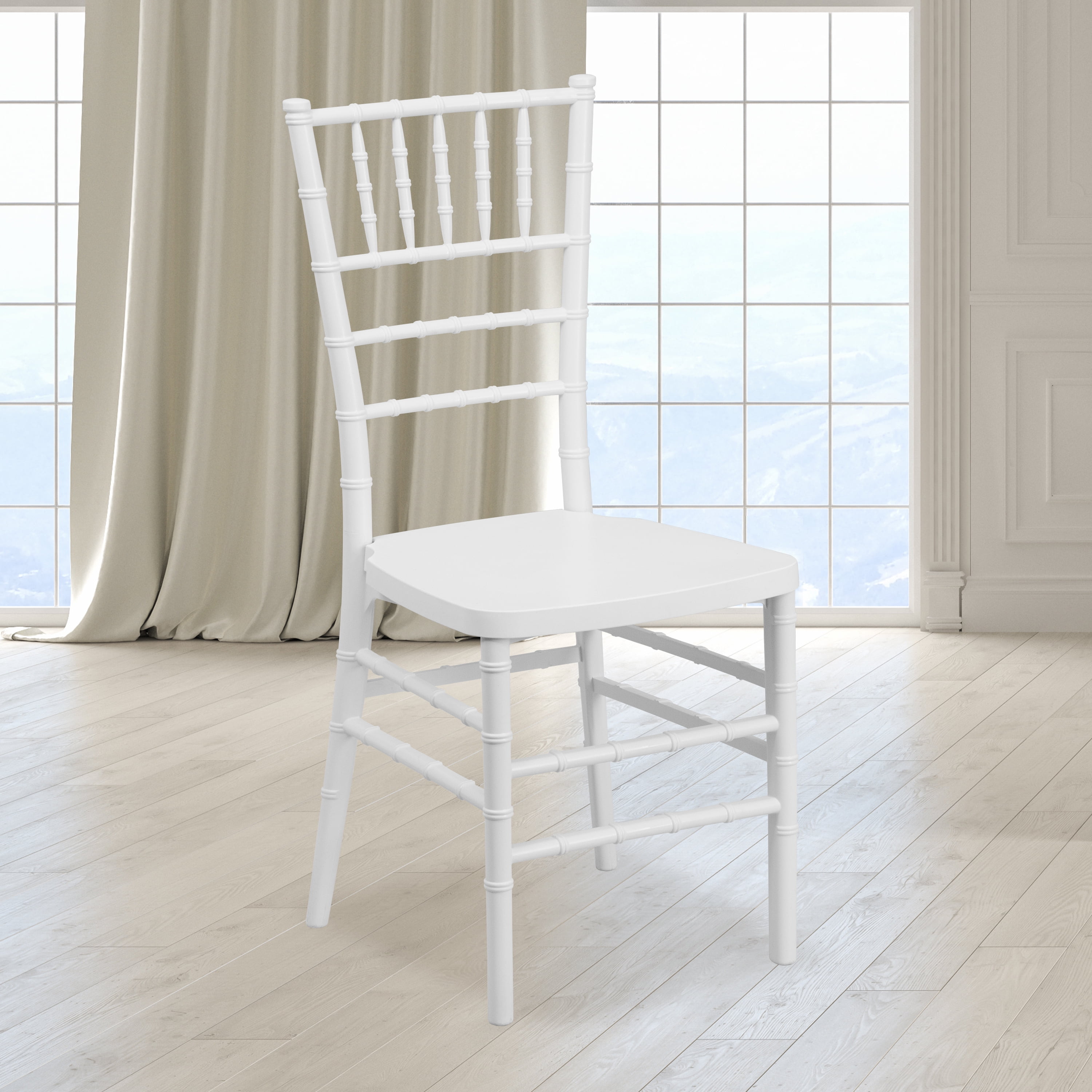 White Resin Armless Stacking Chiavari Dining Chair