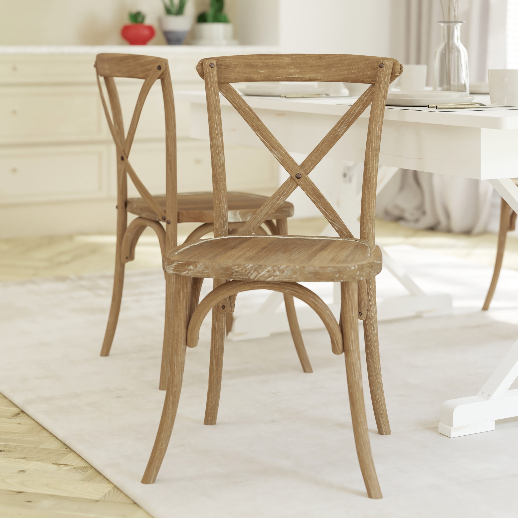 Emma + Oliver Hand Stained X-Back Chair, White, 17.5