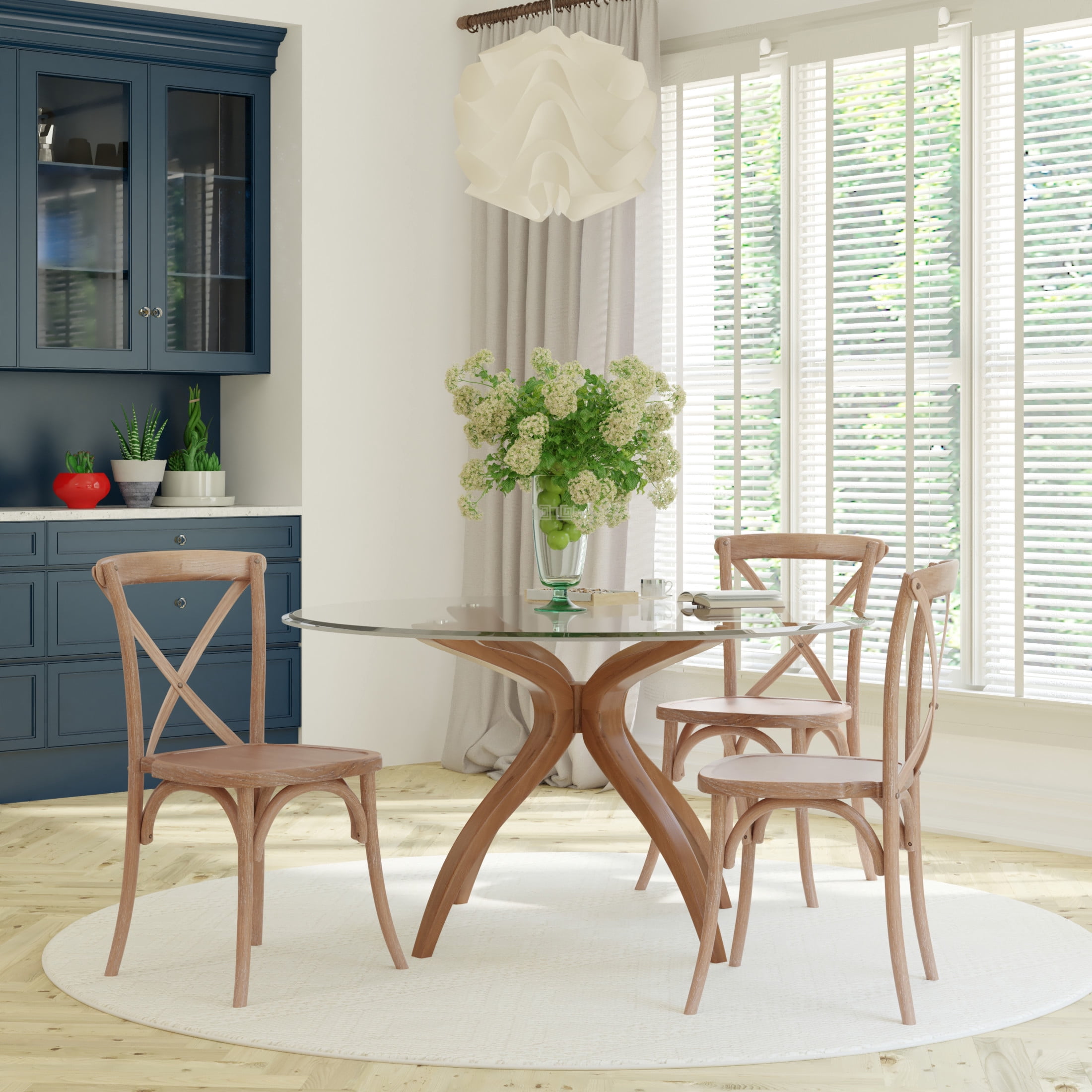 Emma + Oliver Hand Stained X-Back Chair, White, 17.5