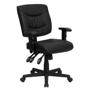 Emma + Oliver Mid-Back Black LeatherSoft Multifunction Ergonomic Task Office Chair w/ Arms