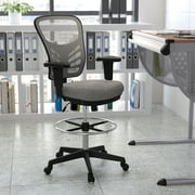 Emma + Oliver Mid-Back Gray Mesh/Black Frame Adjustable Ergonomic Drafting Chair, Task Chair