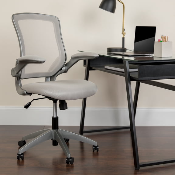 Emma + Oliver Mid-Back Gray Mesh Swivel Ergonomic Task Office Chair with Gray Frame