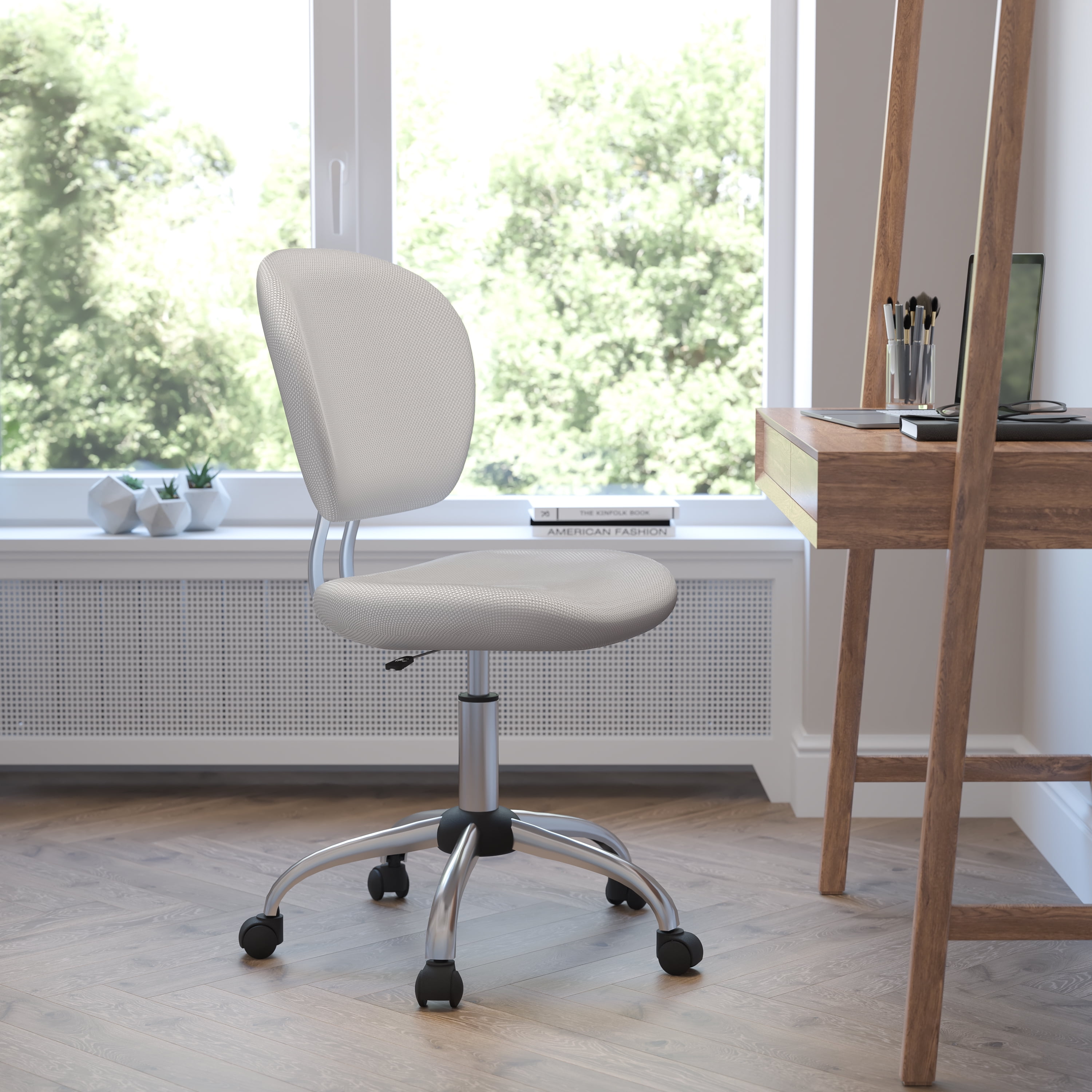 Emma Oliver Mid Back White Mesh Swivel Task Office desk Chair