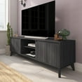 thumbnail image 1 of Emma + Oliver Mid-Century Modern 70" Wooden TV Stand with Two Soft Close Doors, Shelf, Cord Management Hole and Tapered Legs in Black Wash, 1 of 10