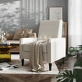thumbnail image 1 of Emma + Oliver Mid-Century Modern Fabric Upholstered Button Tufted Pushback Recliner in Cream, 1 of 12