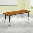 thumbnail image 1 of Emma + Oliver Mobile 26"W x 60"L Wave Flexible Collaborative Oak Kids Adjustable Activity Table, 1 of 11