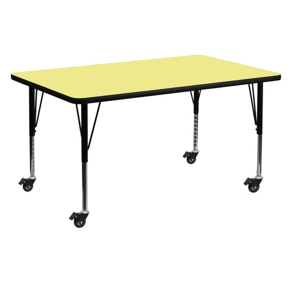 Emma + Oliver Mobile 30x60 Yellow Thermal Laminate Preschool Activity Table