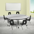 thumbnail image 1 of Emma + Oliver Mobile 60" Circle Wave Activity Table Set-14" Student Stack Chairs, Grey/Black, 1 of 12