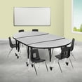 thumbnail image 1 of Emma + Oliver Mobile 76" Oval Wave Activity Table Set-12" Student Stack Chairs, Grey/Black, 1 of 15