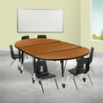 thumbnail image 1 of Emma + Oliver Mobile 76" Oval Wave Activity Table Set-14" Student Stack Chairs, Oak/Black, 1 of 15