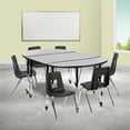 thumbnail image 1 of Emma + Oliver Mobile 76" Oval Wave Activity Table Set-16" Student Stack Chairs, Grey/Black, 1 of 15