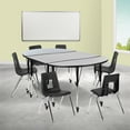 thumbnail image 1 of Emma + Oliver Mobile 76" Oval Wave Activity Table Set-18" Student Stack Chairs, Grey/Black, 1 of 15