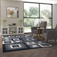 thumbnail image 1 of Emma + Oliver Modern 6'x9' Accent Rug with Geometric Square Pattern in Blue, Gray and White, 1 of 10